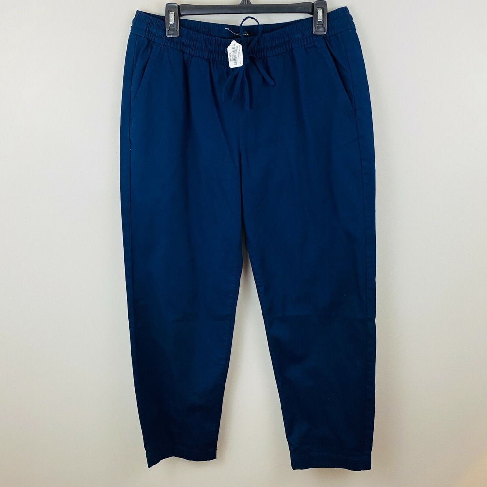 J. Crew Ankle Pants Womens Medium Tie Waist Trousers Blue Pockets NWT Preppy
